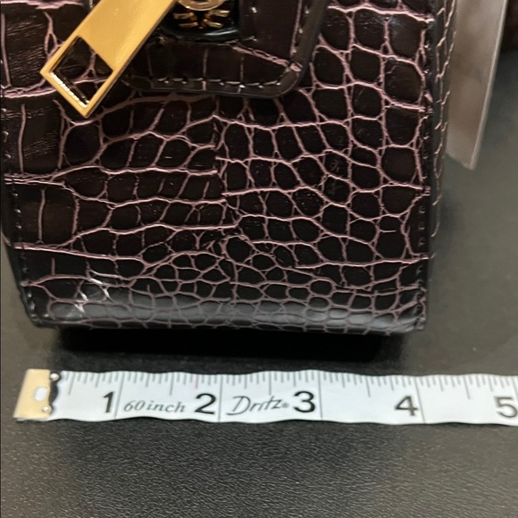 Aldo | Rich Brown Croc-Embossed Shoulder Bag w/ Bag Charm - Picture 13 of 15